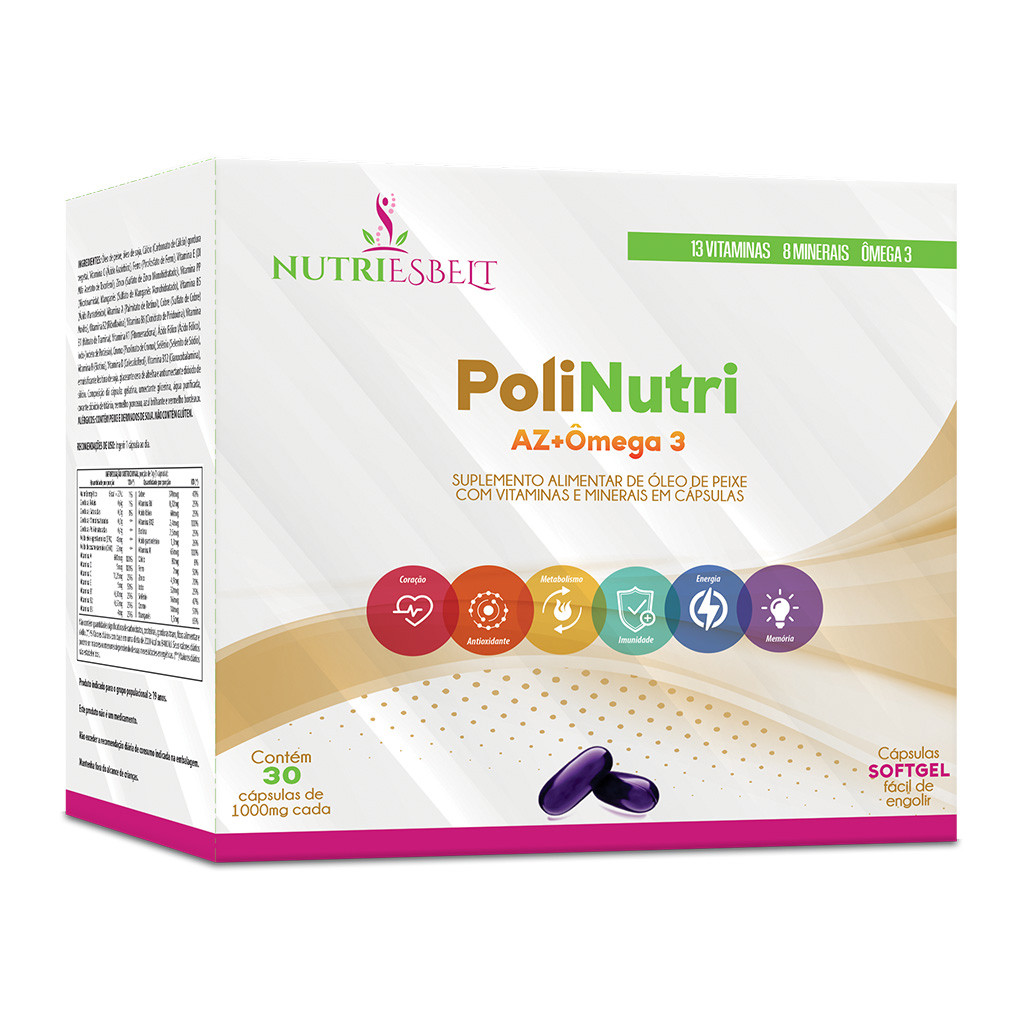 PoliNutri AZ + Ômega 30 cápsulas NutriEsbelt