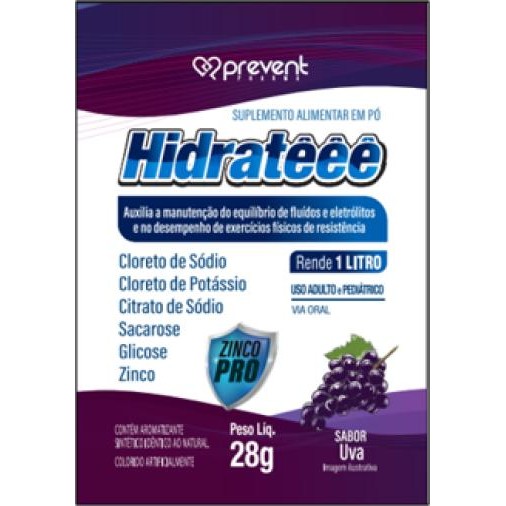 Hidrateee Max Pro Zinco 4 Sachês Sabor Uva - PREVENT