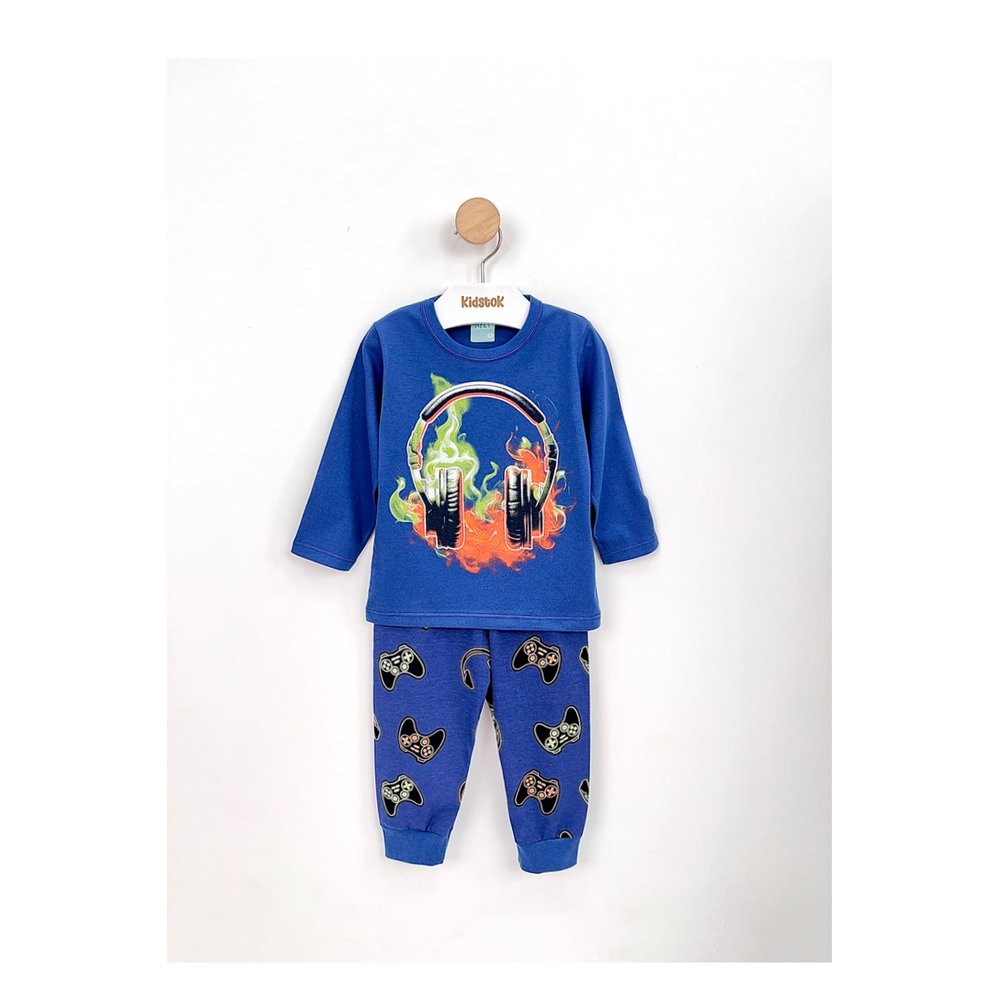 Pijama Menino Camiseta e Calça Fone Chamas Brilha no Escuro - Kyly - Baby & Kids Fashion