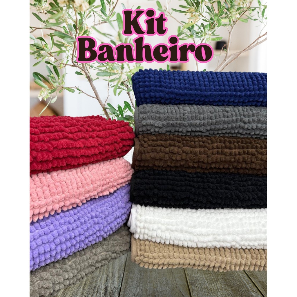Kit Tapete Banheiro 40x60 Antiderrapante Microfibra Macarrão Luxo Várias Cores em Oferta na Shopee
