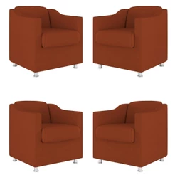 Kit 04 Poltronas Decorativas Sala de Espera Clinica Suede