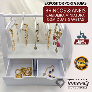 Expositor Porta Joias 3D com 5 Cabides e 2 Gavetas em PLA - Organização com Estilo em Oferta na Shopee