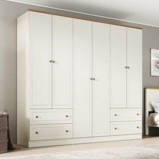 Guarda-Roupa Casal 6 Portas 4 Gavetas Ananda CabeCasa MadeiraOriginals 6 Portas em Oferta na Shopee