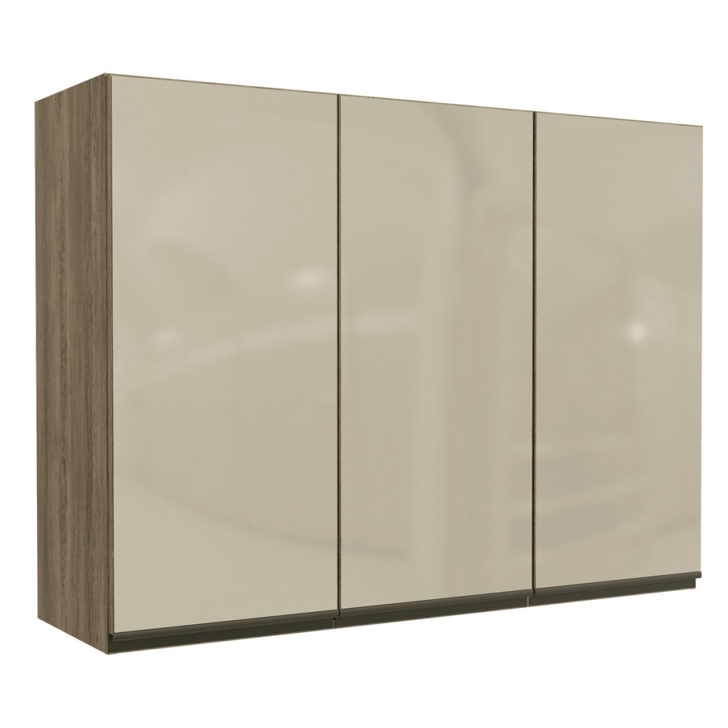 Armário Aéreo Cozinha 120 cm Maxxi 3 Portas com Vidro Nogal - Kappesberg em Oferta na Shopee