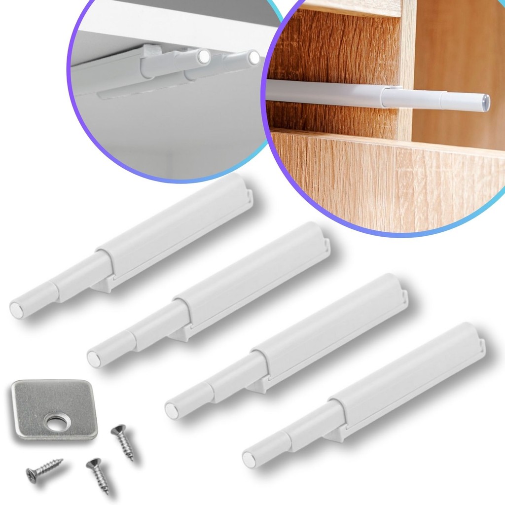 Kit 4 Fecho Pulsador Magnético Branco Toque Sobrepor Tip-on Push Open Porta Armário Gaveta Feicho Sistema Click em Oferta na Shopee