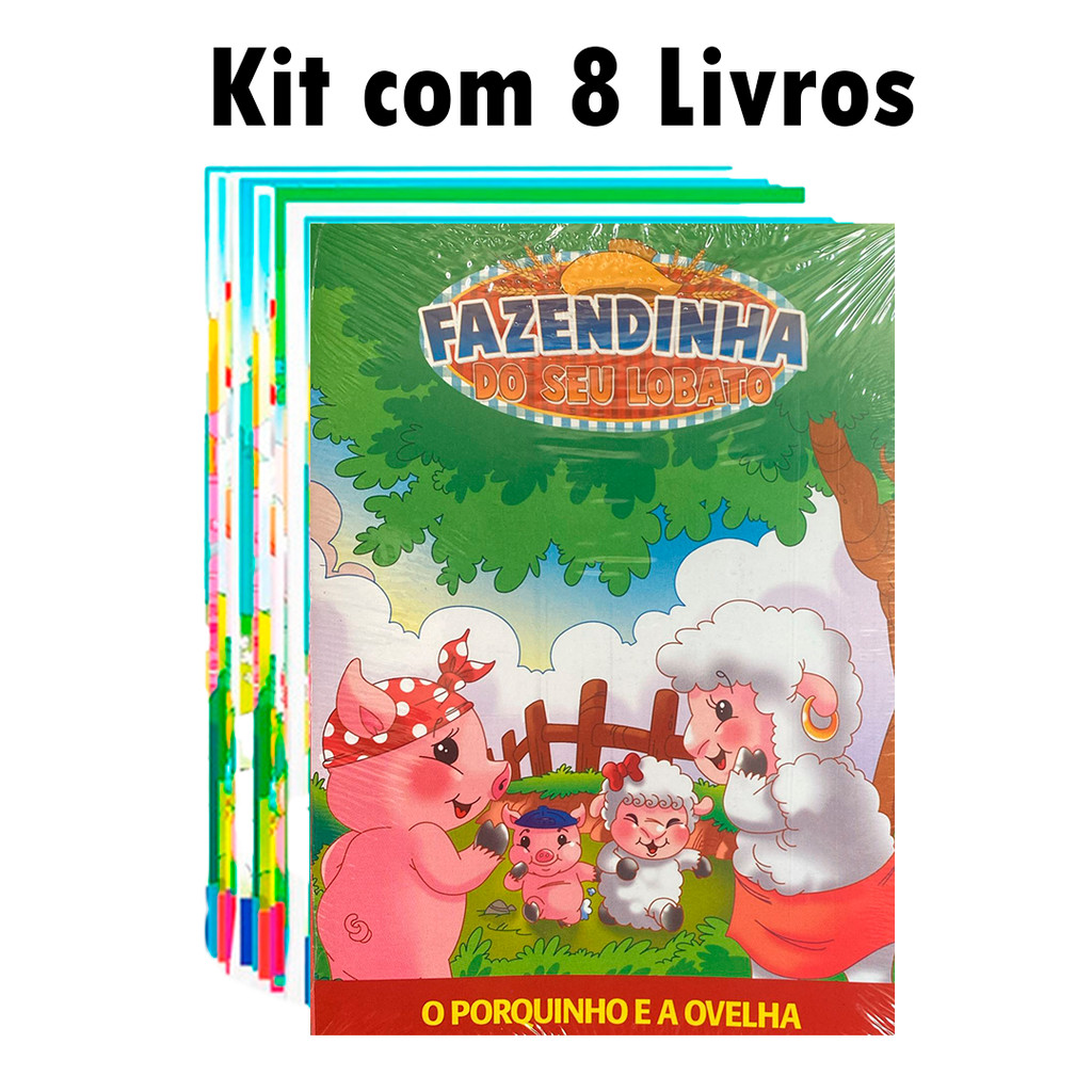 Kit com 8 livrinhos infantis - Fazendinha do Seu Lobato em Oferta na Shopee