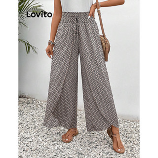 Lovito Boho Calça Feminina Geométrica Larga LBL09086