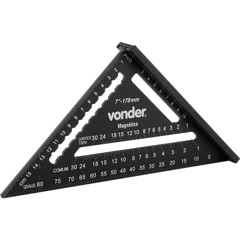 Esquadro Angular Rápido 7" 178mm VONDER em Alumínio com Base Magnética