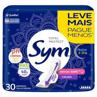 Absorvente Sym Noite e Dia Suave com Abas 30 Unidades Leve Mais Por Menos