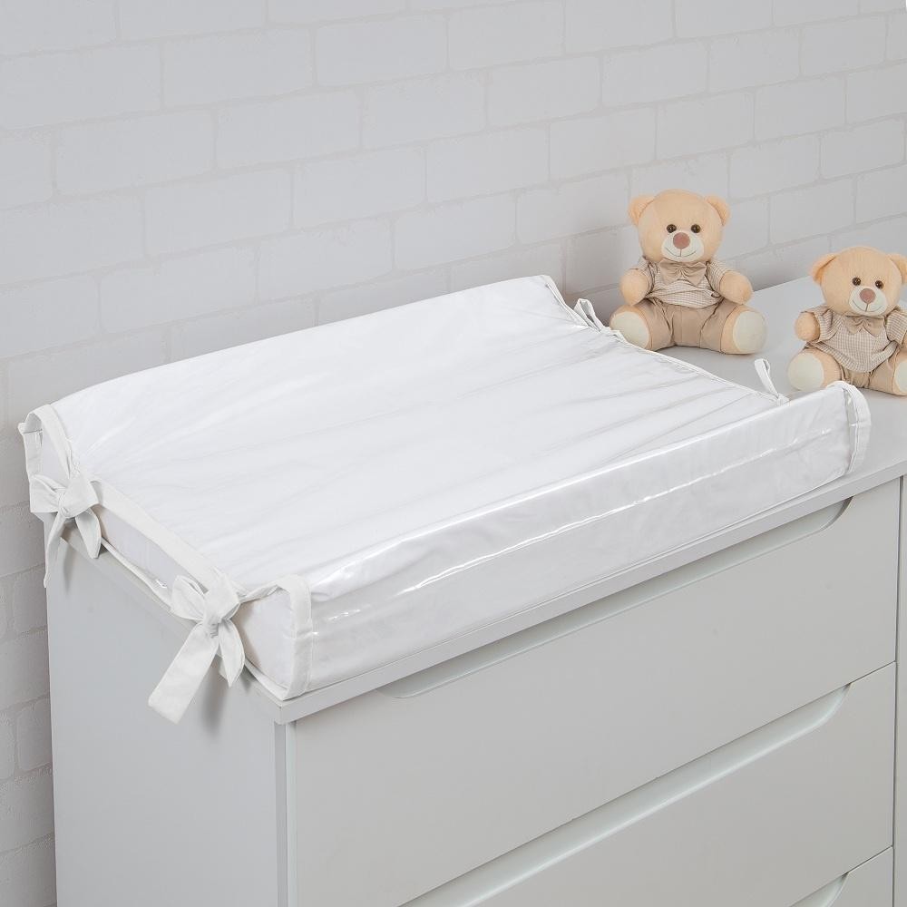 Trocador Anatomico para Comoda 65x40 Todo Branco Americano com Capa Plástica Impermeável