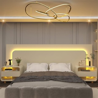 Cabeceira Box Casal com 2 Mesas de Cabeceira com Led Innova 100% MDF Off White em Oferta na Shopee