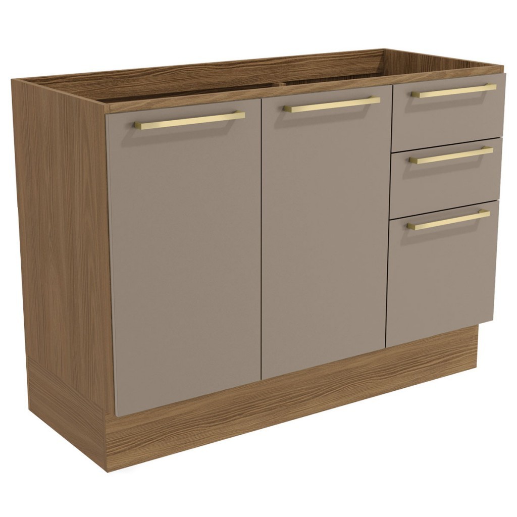 Balcão de Cozinha para Pia 120 Cm 2 Portas 3 Gavetas