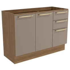 Balcão de Cozinha para Pia 120 Cm 2 Portas 3 Gavetas