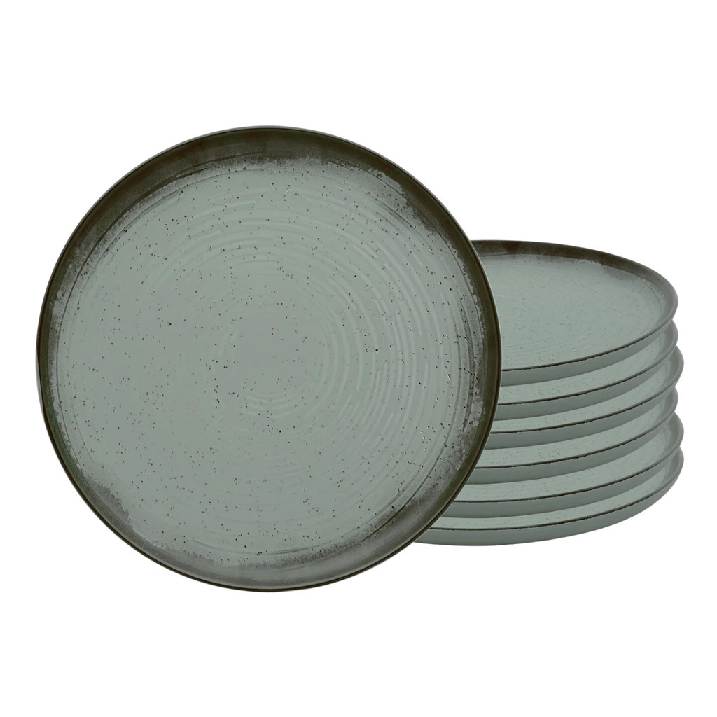 Jogo de Pratos Raso Kit 6pcs Cerâmica 26cm Flat Pacifico Rustico Oxford em Oferta na Shopee