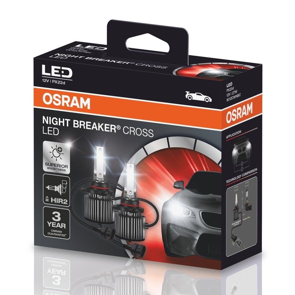 Par Lâmpada Osram Led Night Breaker Cross HIR2 6000K Super Branca em Oferta na Shopee