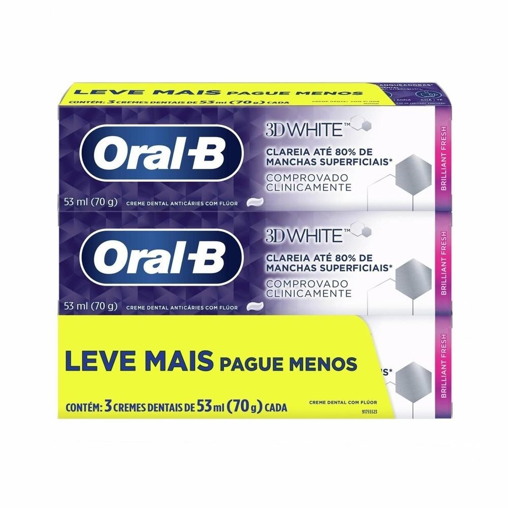 Creme Dental Oral-B 3D White Brilliant Fresh 70g Leve 3 Pague 2 - Health