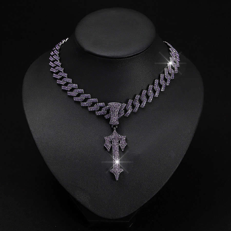 [Same product for stars] New purple large cross pendant hip-hop hip-hop men's big sword pendant necklace pendant, popular and popular