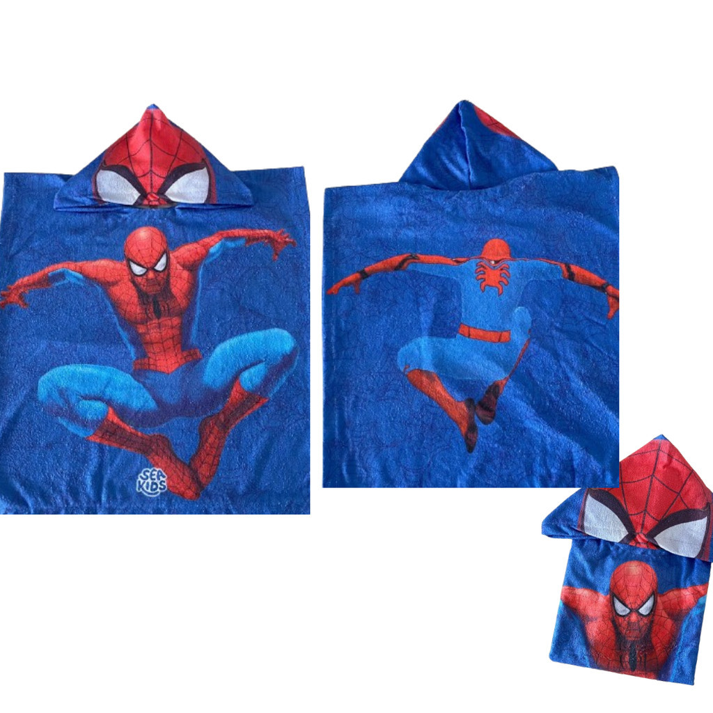 Toalha Poncho Capuz Algodão Infantil Homem-Aranha