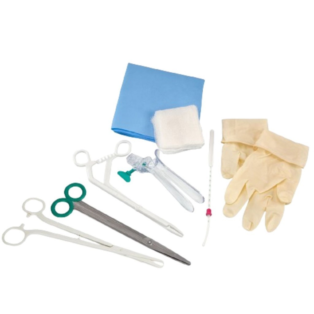 Kit para colocação diu estéril descartável Kolplast completo espéculo pinças histerômetro tesoura luvas compressas campo