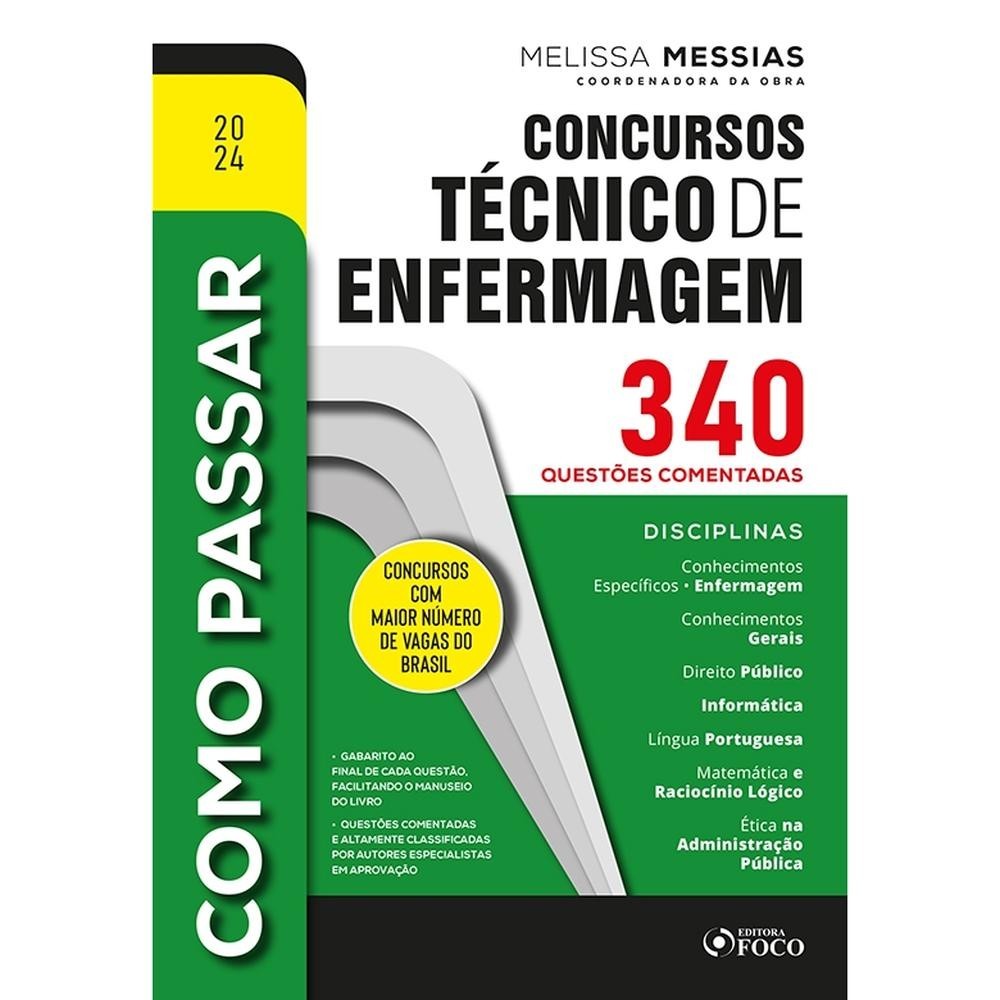 Imagem Como Passar em Concursos Técnico de Enfermagem - 340 Questões Comentadas - 1ª Ed - 2024