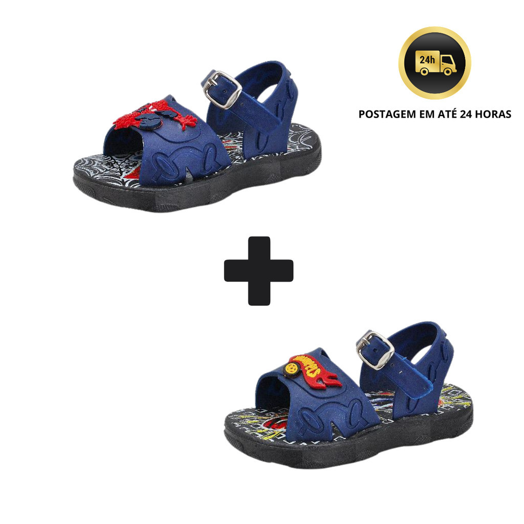 Kit 2 Pares Sandália Papete Menino Bebê Personagens dos Super Heróis ! em Oferta na Shopee
