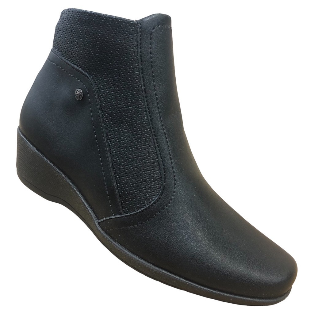 Bota Piccadilly Cano Curto Solado Anabela Ortopédico Esporão Anatômico Macia Coturno Confortável