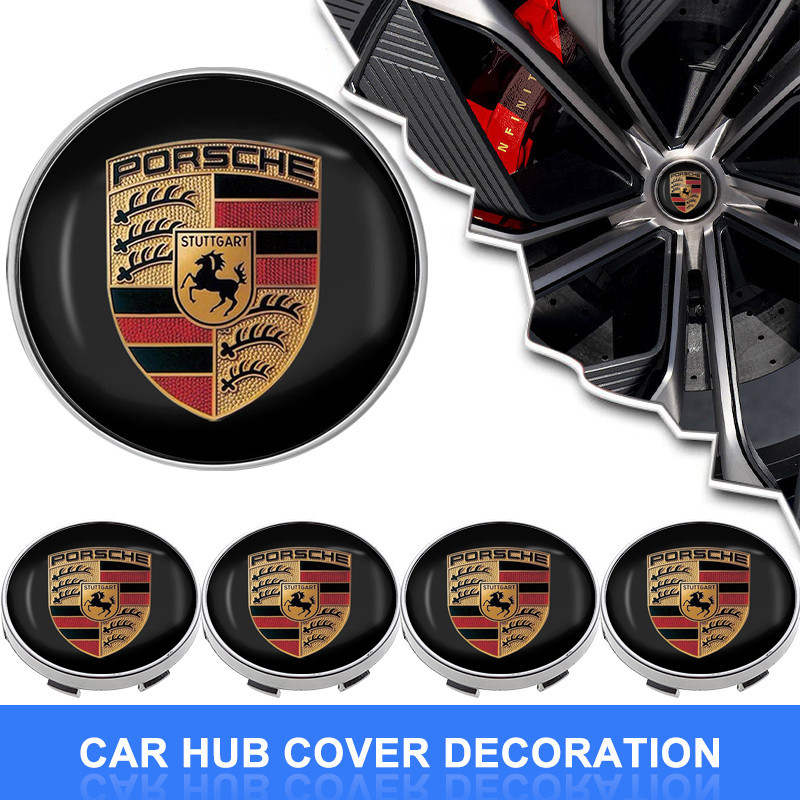 4 Pcs 56mm/60mm Tampa Do Aro Carro Decalque Da Cubo Roda Pneu Adesivo Emblema Para Porsche Boxster Cayenne Panamera Maca