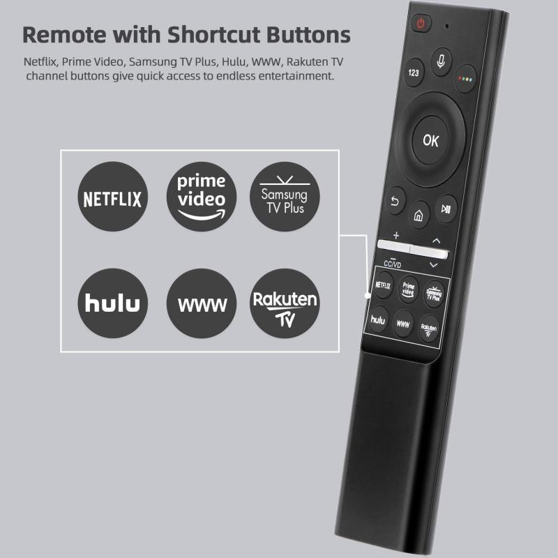 Controle Remoto Universal De Voz Bluetooth Para Samsung Smart TV LED QLED OLED 4K 8K UHD HDR Com Teclas De Atalho Netflix Prime Video