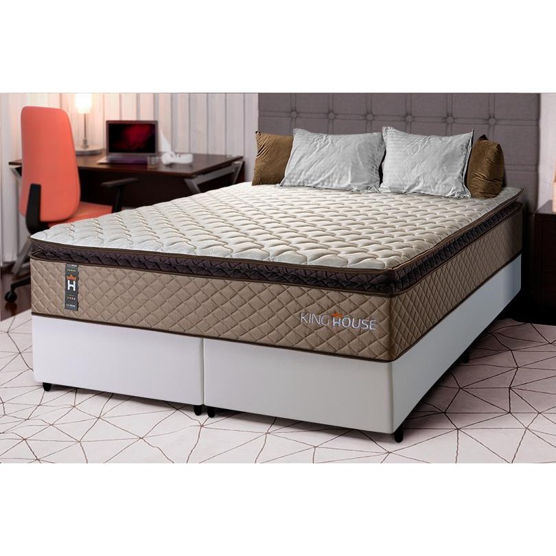 Conjunto Cama Box Espuma Atlanta Bege King 193x203x62 - Home & Living