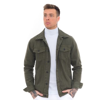 Jaqueta jeans masculina cores clássicas Casaco Sarja Casual