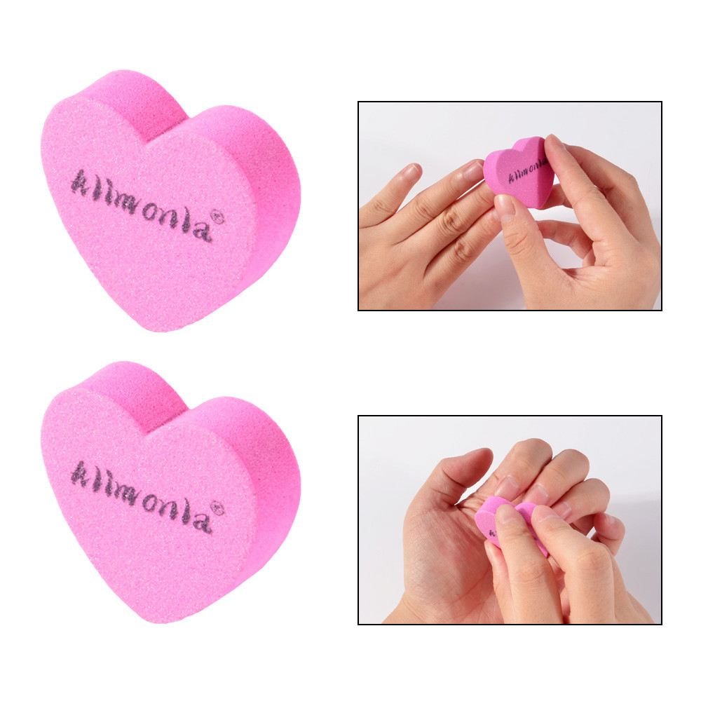 10Pcs/Set Mini Limas De Unhas Em Forma De Coração Do Amor Lixas Laváveis Esponja Polimento Arte Lixa Bloco De Rosa Manicure Ferramenta De Pedicure