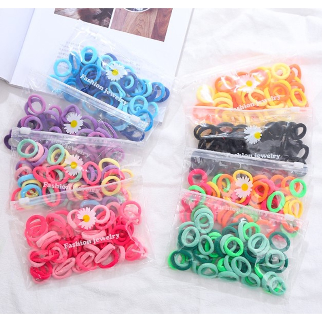 KIT 50 Peças Mini Rabicó  Xuxinha De Cabelo Meia De Seda Pacotão Laços De Cabelo De Bebê , Para Meninas De Borracha em Oferta na Shopee