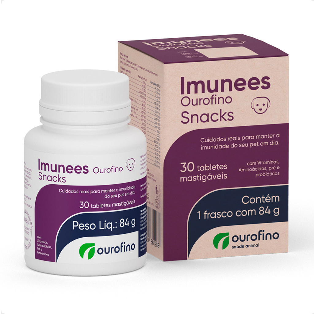 Imunees Snacks Suplemento Ourofino para Cães - 30 Tabletes em Oferta na Shopee
