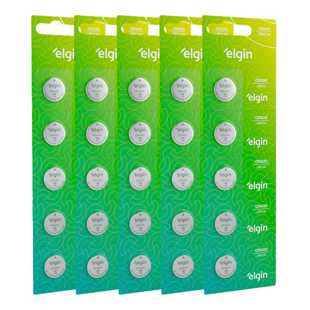 25 Baterias Pilha Moeda Cr1620 5 Cartelas 3v Relógio Elgin em Oferta na Shopee