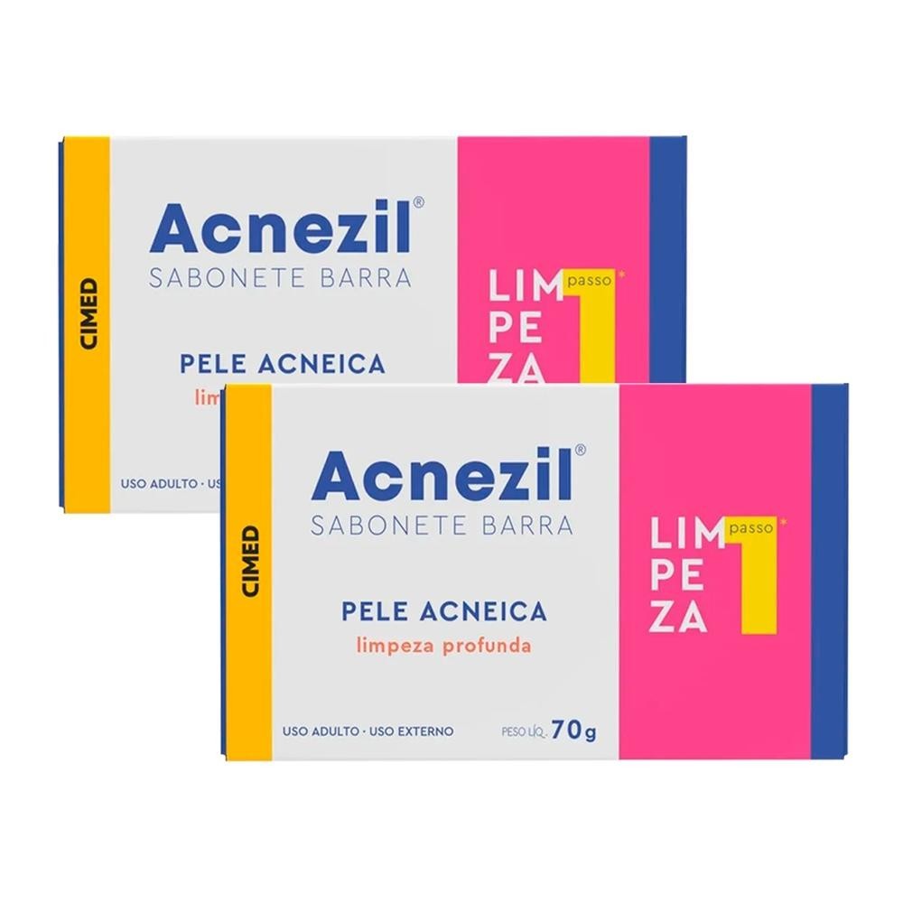 Kit c/ 2 und Acnezil Sabonete em barra 70g Pele Acneica em Oferta na Shopee