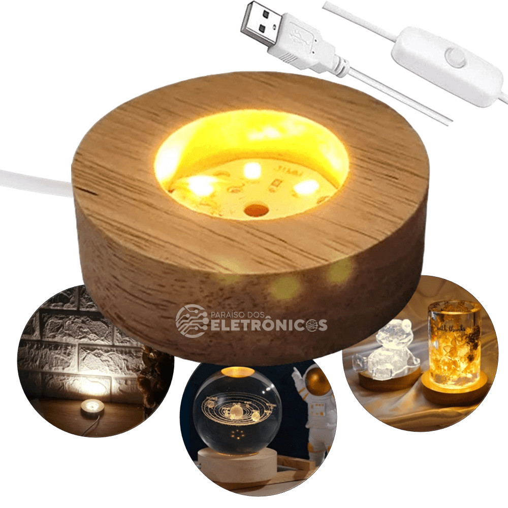 Base Com Leds Ilumina Objetos 3d Usb Branco Morno 23220BRMO em Oferta na Shopee