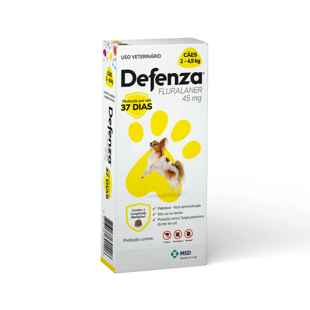 Defenza 45mg MSD Antiparasitário para Cães 2 a 4,5Kg - 1 Comprimido em Oferta na Shopee