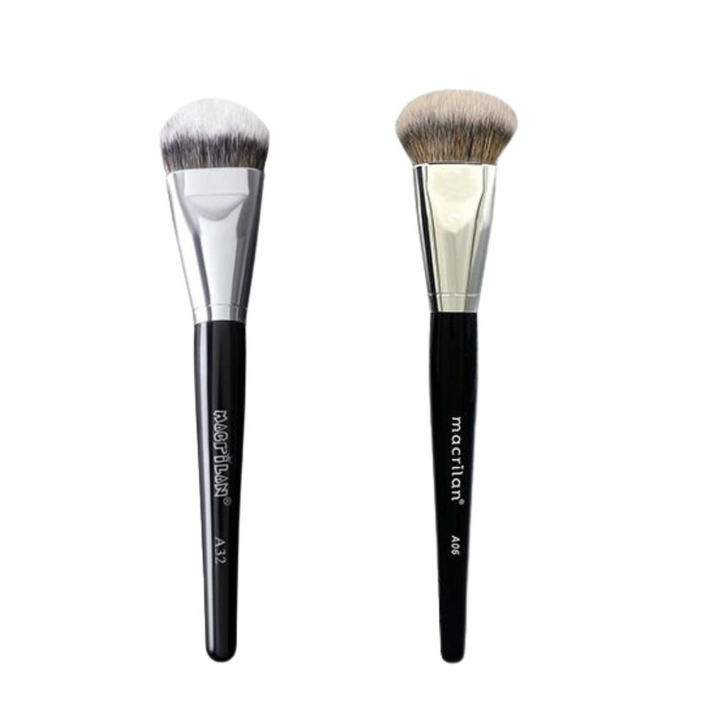Pincel Profissional Para Base Linha Max Macrilan A32 + Pincel A06 profissional de precisão para contorno
