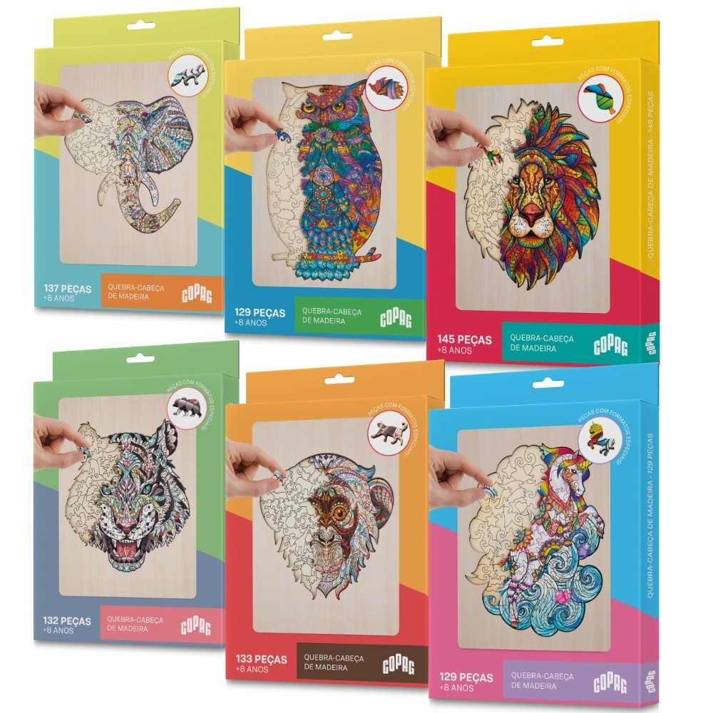 QUEBRA CABEÇA DE MADEIRA ANIMAIS 129 À 145 PEÇAS COPAG COM SUPORTE ESPECIAL PUZZLE JOGO DIDÁTICO em Oferta na Shopee