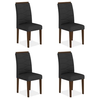 Kit 4 Cadeiras Estofadas Vitória Imbuia/preto - Móveis Arapongas em Oferta na Shopee