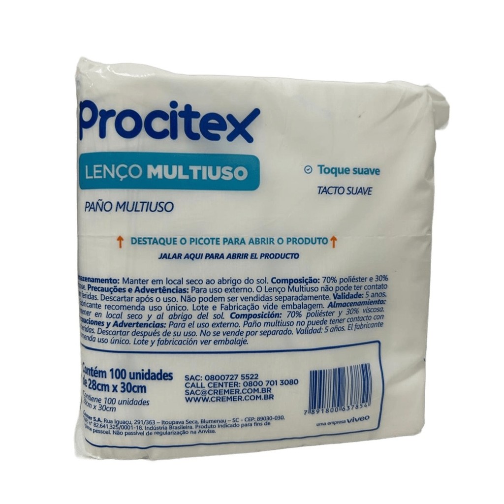 Lenço Banho Multiuso Procitex 28x30cm Cremer 100 Un em Oferta na Shopee