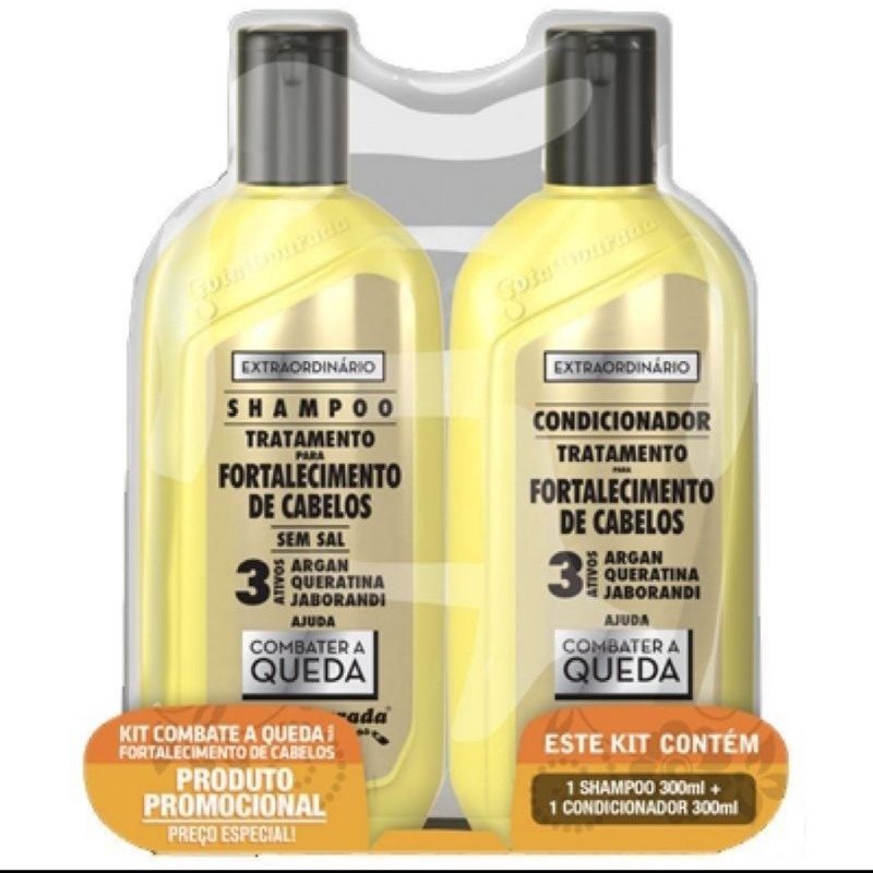 Kit Gota Dourada Shampo + Cond 300ml Fortalecimanto Extraordinário - Combater Queda