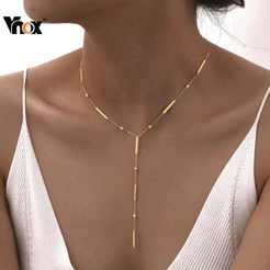 Colar De Aço De Titânio Em Forma De Y Vnox Para Mulheres , Corrente Simples E Requintado , Presente De Joia