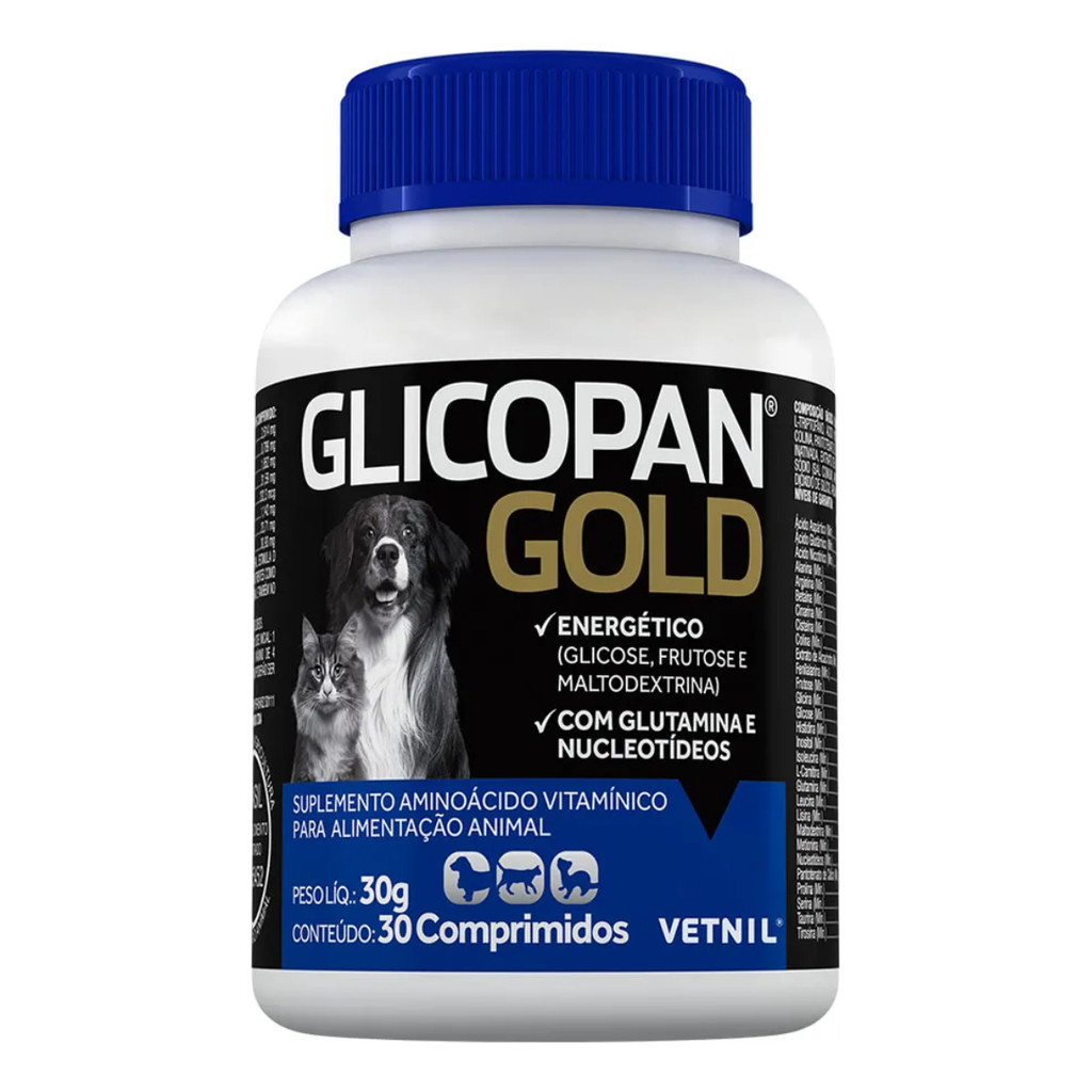 Glicopan Gold Para Cães E Gatos 30 Comprimidos - Vetnil