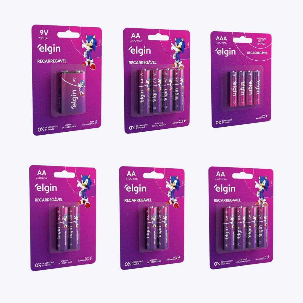 Pilha Recarregável AA Pequena AAA Palito 9V Brinquedo Elgin em Oferta na Shopee