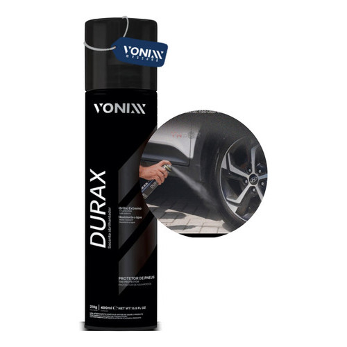 Durax Aerosol 400ml Brilho Extremo Pneu Pretinho Selante Cor