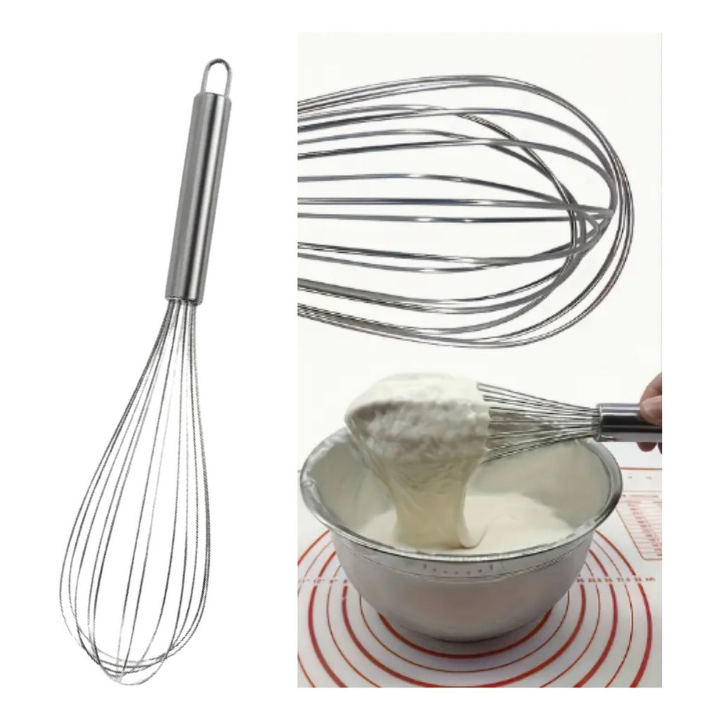 Batedor Massas Ovo Clara Em Neve 26 Cm Bolo Fuê Fouet Inox