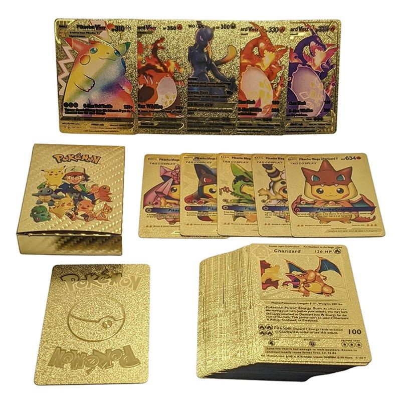 55 Cartas 27 Cartas 9 Cartas Pokémon do Reino Unido Preto Ouro Prata Charizard GX Cartas de Jogo Brinquedos para c