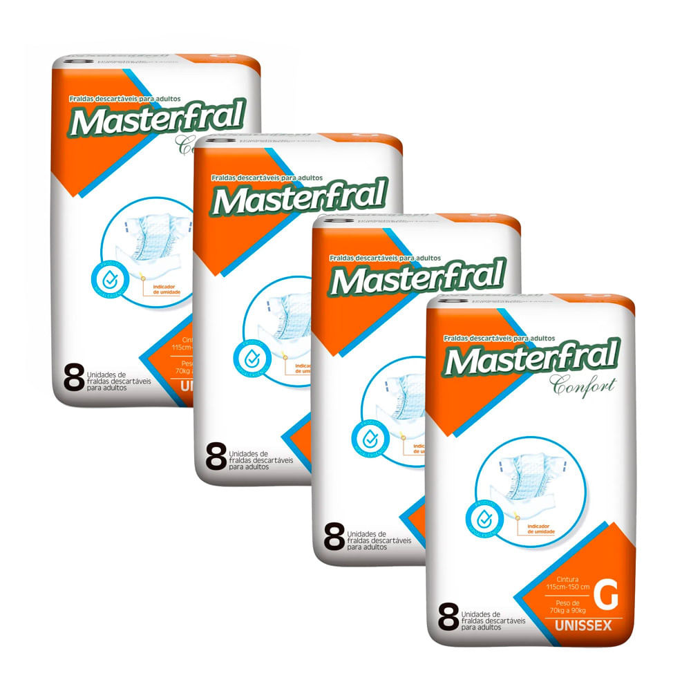 Kit 4 Fralda Geriátrica Masterfral Confort Unissex Tamanho G 7 Unidades cada em Oferta na Shopee