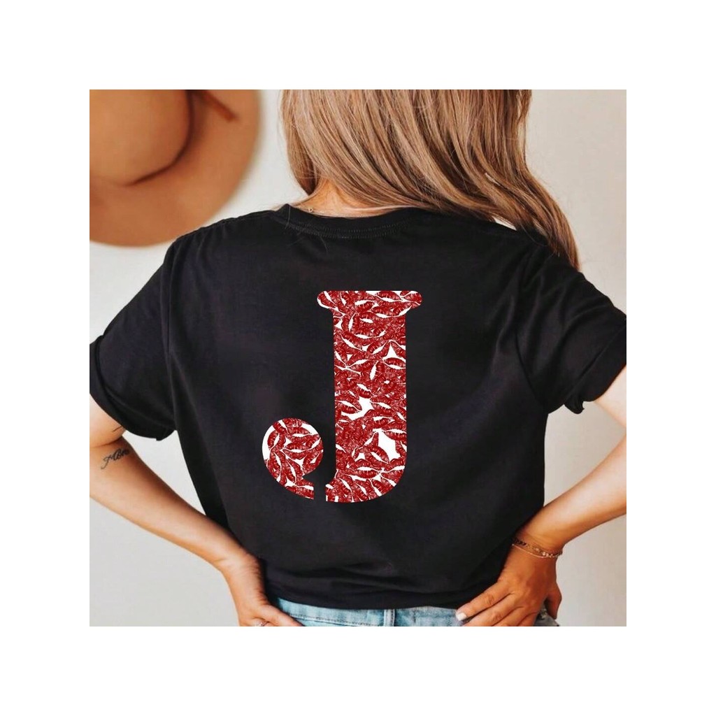 Camiseta Premium 100% Algodão letra J beijos para namorado casal kisses Preta Streetwear Lançamento 2024 Unissex